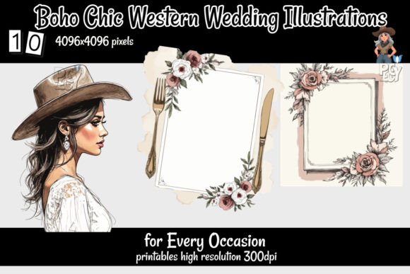 Download Boho Chic Western Wedding Illustrations - Illustrations Collection