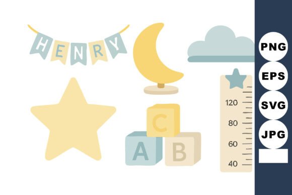 Download Baby Nursery Decor Elements with Moon St - Baby nursery decor Collection