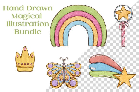 Download Cute 5 Magical Hand Drawn Illustrations - Illustrations Collection