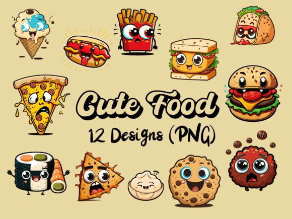 Download Sweet Faces: Cute Food Illustrations - Illustrations Collection