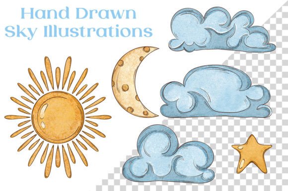 Download Cute Sky 6 Hand Drawn Illustrations - Illustrations Collection