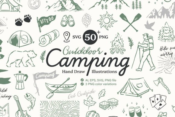 Download Outdoor Camping Hand Drawn Illustrations - Illustrations Collection